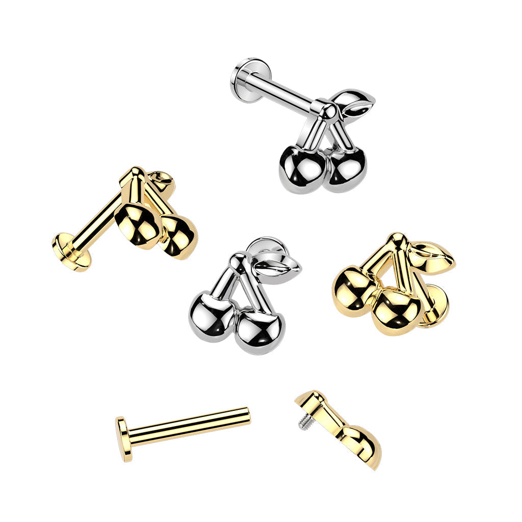 Internally Threaded Flat Back Labret With Cherry Top (LIA34)