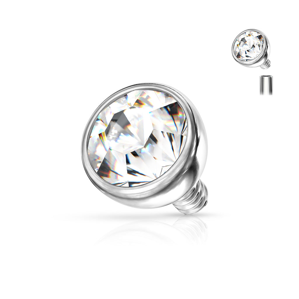 Surgical Steel Bezel Set Gem Balls (QBSY03P)