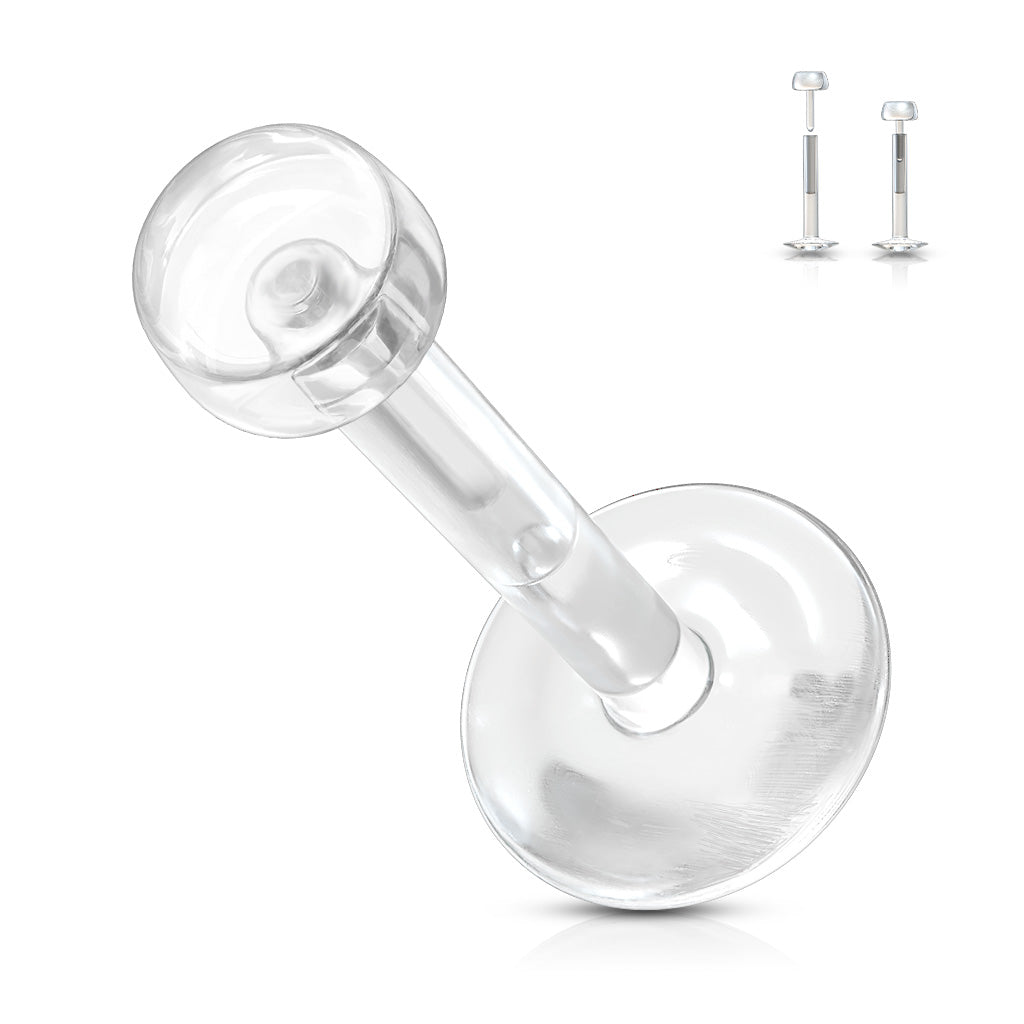 Bio Flex 14 & 16 Gauge Clear Retainer with 3mm Removable Push-In Top (RET2)