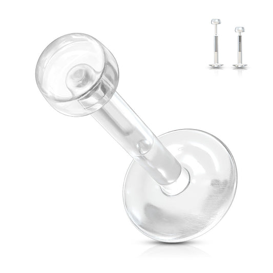 Bio Flex 14 & 16 Gauge Clear Retainer with 3mm Removable Push-In Top (RET2)