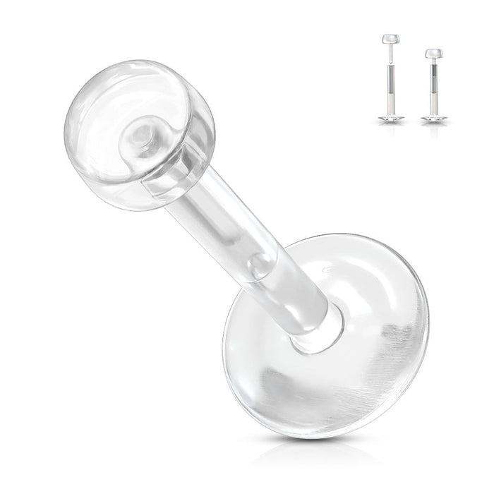 Bio Flex 14 & 16 Gauge Clear Retainer with 3mm Removable Push-In Top (RET2)